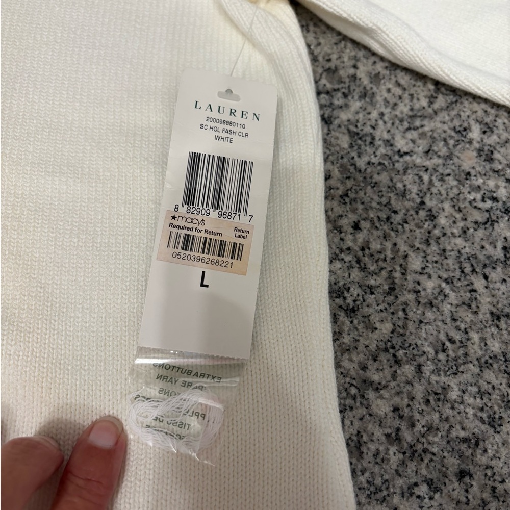 VTG Y2K Lauren Ralph Lauren Ivory Knit Sweater Metal Crest Buttons NWT  L - Picture 9 of 16
